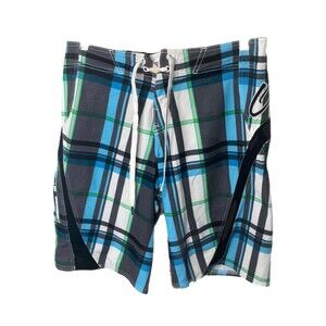 O’Neill Men's Board Shorts Plaid Super Freak Swimming Knee Length Size Small